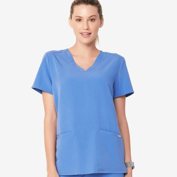 Nwt Figs Casma Ceil Blue Scrubs 3 Pocket Top Shirt Nwt